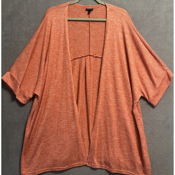 Torrid Open Front Knit Cardigan Light Sweater Short Sleeve Plus Size 5X Coral - Picture 9 of 9